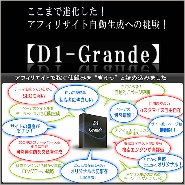 アフィリエイトサイト自動生成ツール【D1-Grande】