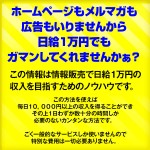 【期間限定販売】ホームページもメルマガも広告もいりませんから日給１万円でもガマンしてくれませんかぁ？,レビュー,徹底検証,評価,評判,情報商材,激安,キャッシュバック,豪華特典付