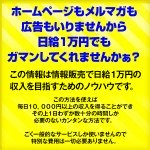 【期間限定販売】ホームページもメルマガも広告もいりませんから日給１万円でもガマンしてくれませんかぁ？,レビュー,徹底検証,評価,評判,情報商材,激安,キャッシュバック,豪華特典付