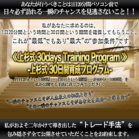 上杉式 30days Training Program,激安,キャッシュバック,豪華特典付！