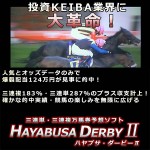 ◆競馬司会者＋競馬ブロガーから大本命◎【投資KEIBA】三連単・三連複万馬券予想ソフト：HAYABUSA DERBYII＜ハヤブサ・ダービーII＞,レビュー,徹底検証,評価,評判,情報商材,激安,キャッシュバック,豪華特典付