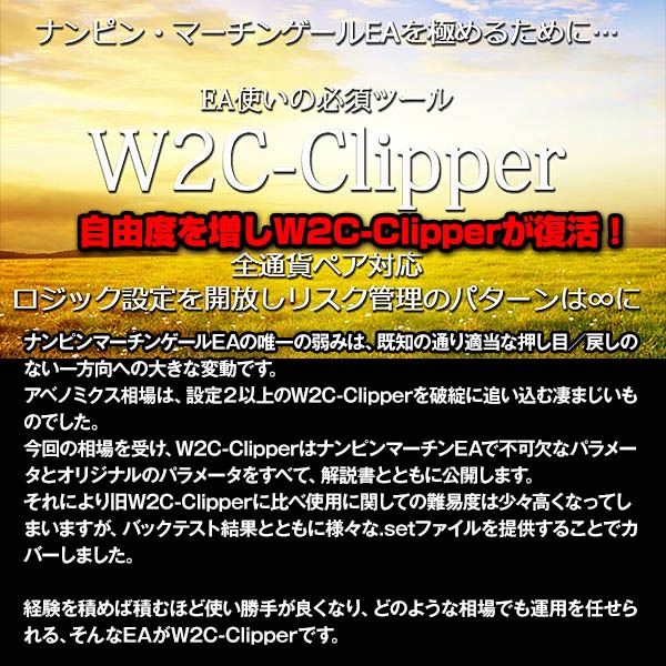 W2C-Clipper「クリッパー【ナンピン＋マーチンゲール・スタンダードEA】MT4資産運用システム」