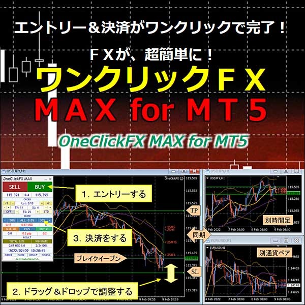 【モニター価格】ワンクリックＦＸ　ＭＡＸ for MT5 ～ エントリー＆決済がワンクリックで完了！ＦＸが、超簡単に！