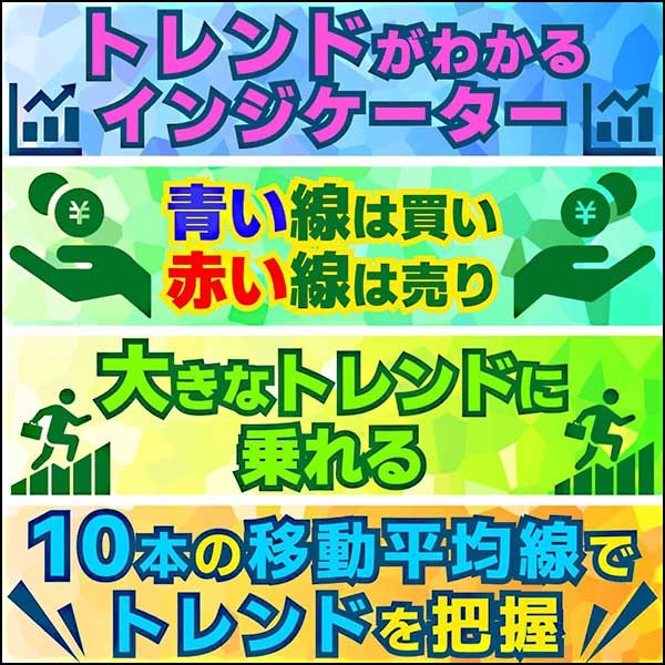 「トレンドがわかるインジケーター」10本の移動平均線でトレンドを把握できます！