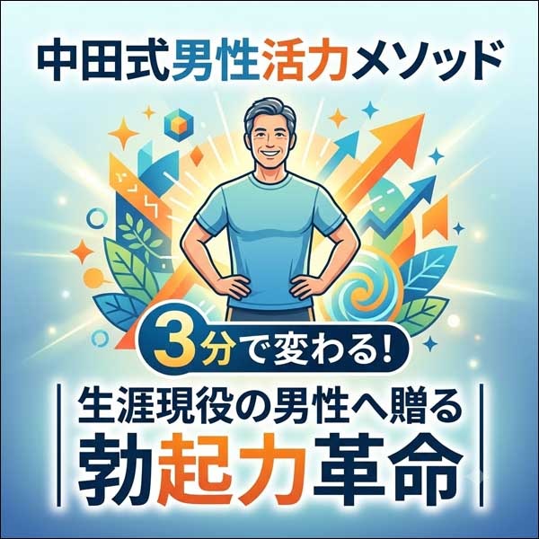 中田式男性活力メソッド,レビュー,検証,徹底評価,口コミ,情報商材,豪華特典,評価,キャッシュバック,激安