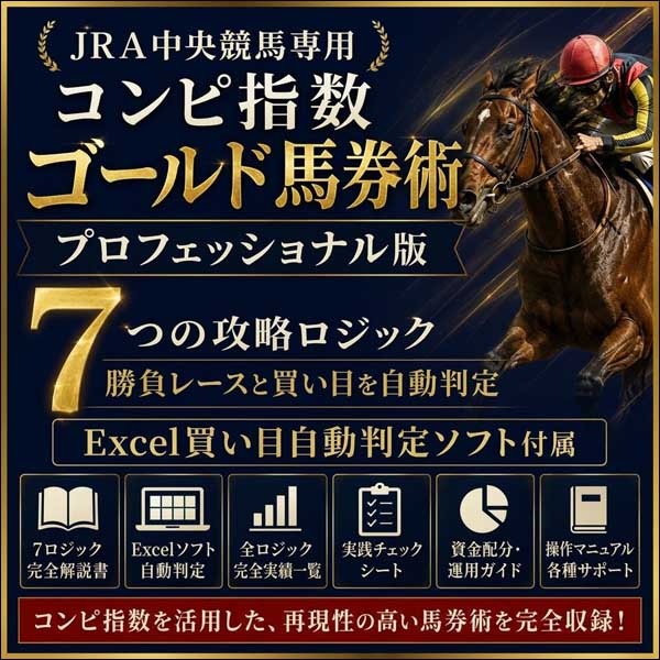 コンピ指数 ゴールド馬券術プロフェッショナル版,レビュー,検証,徹底評価,口コミ,情報商材,豪華特典,評価,キャッシュバック,激安